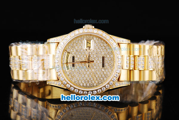 Rolex Day-Date Oyster Perpetual Automatic Full Gold with Diamond Dial - Click Image to Close